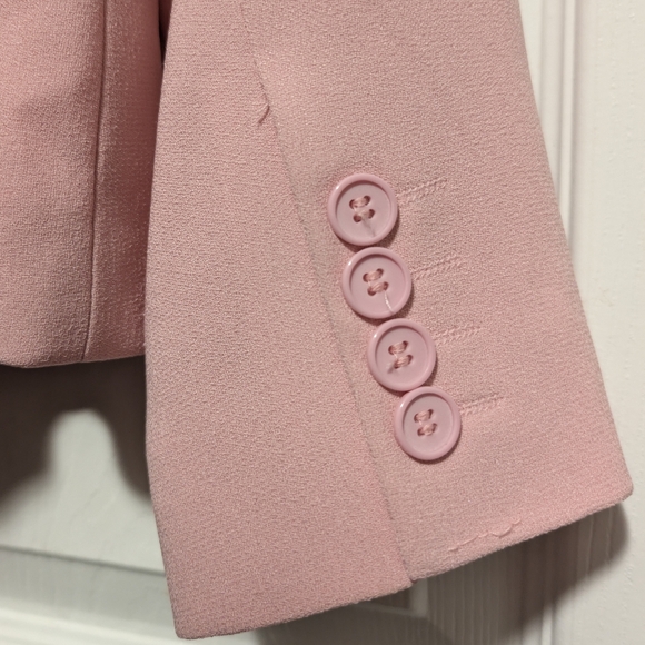 NyGard Collection Blush Pink Ruffle Blazer Size 12 Feminine Career Spring Jacket - Picture 7 of 8